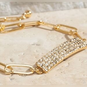 Womens CZ bar charm bracelet